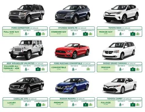 Types of Vehicles Available