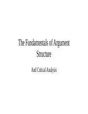 Understanding Argument Structure