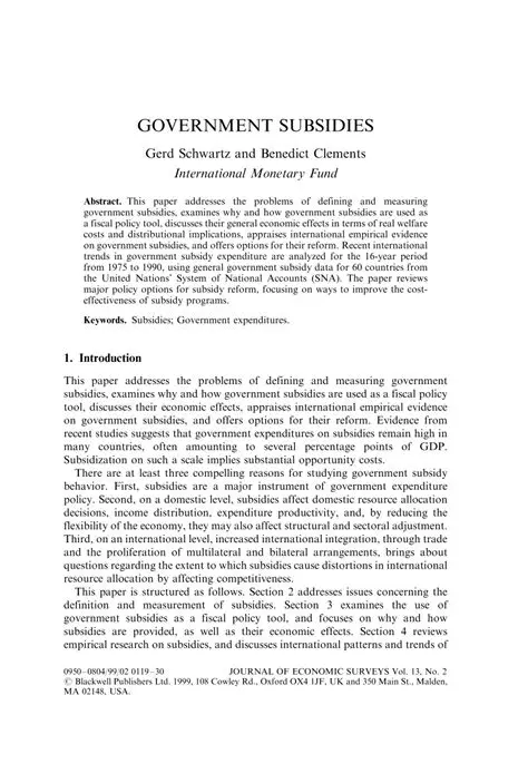 Understanding the Effects of Government Subsidies