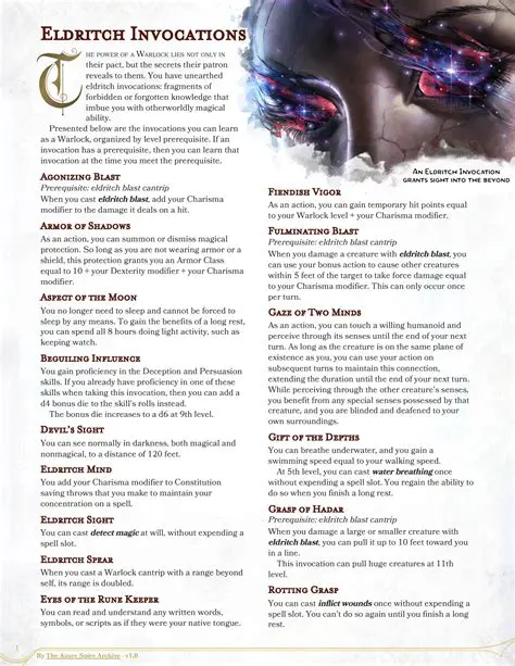 Understanding the Eldritch Invocations
