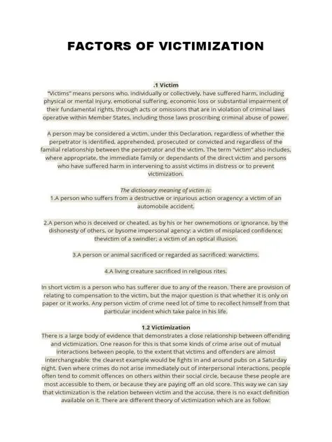 Understanding victimization