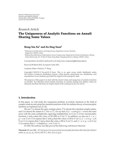 Uniqueness of analytic functions