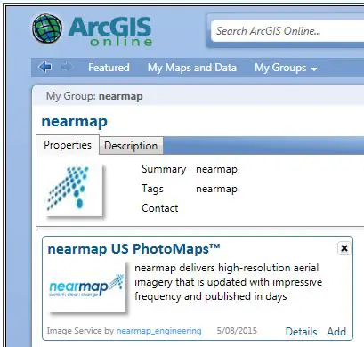 Uploading Nearmap Imagery to ArcGIS Online