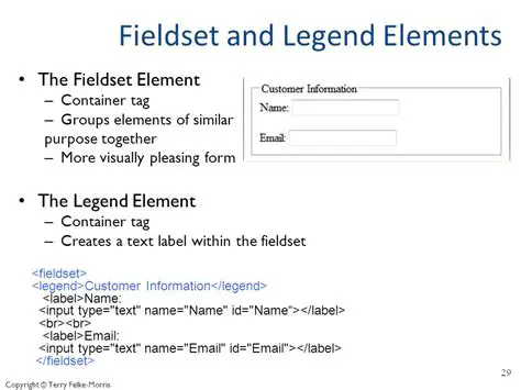 Use Legend elements within fieldset elements