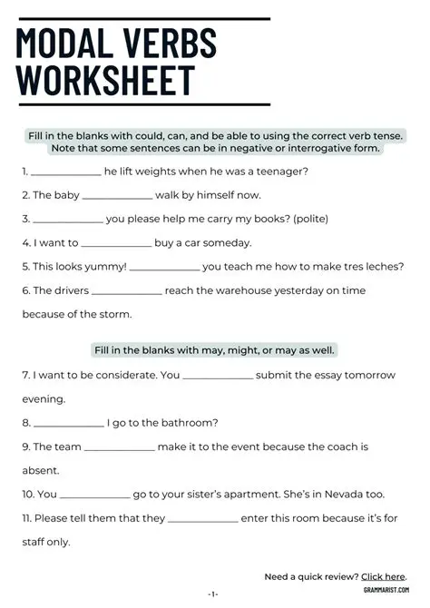 Use the correct modal verb