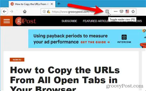 Using the Reader View in Firefox