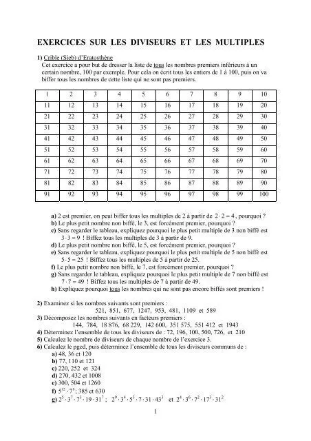 Utiliser les informations sur les diviseurs