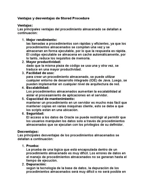 Ventajas de los stored procedures
