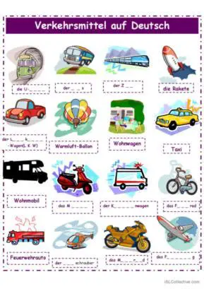 Verkehrsmittel in der Wortschlange