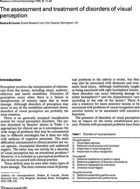 Visual perception disorders