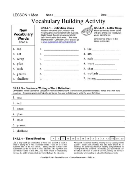 Vocabulary Building Activities