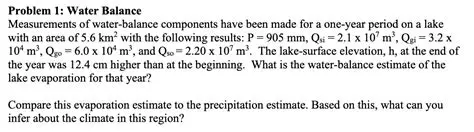 Water balance measurements