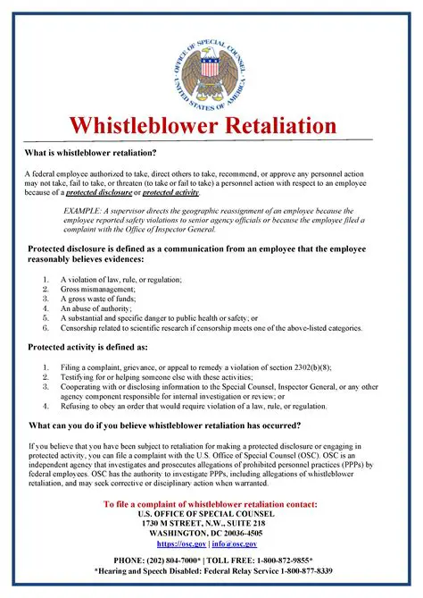 Whistleblower Protection: OSC's Authority in Retaliation Cases