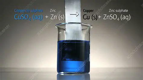 Zinc displacing copper from copper sulfate